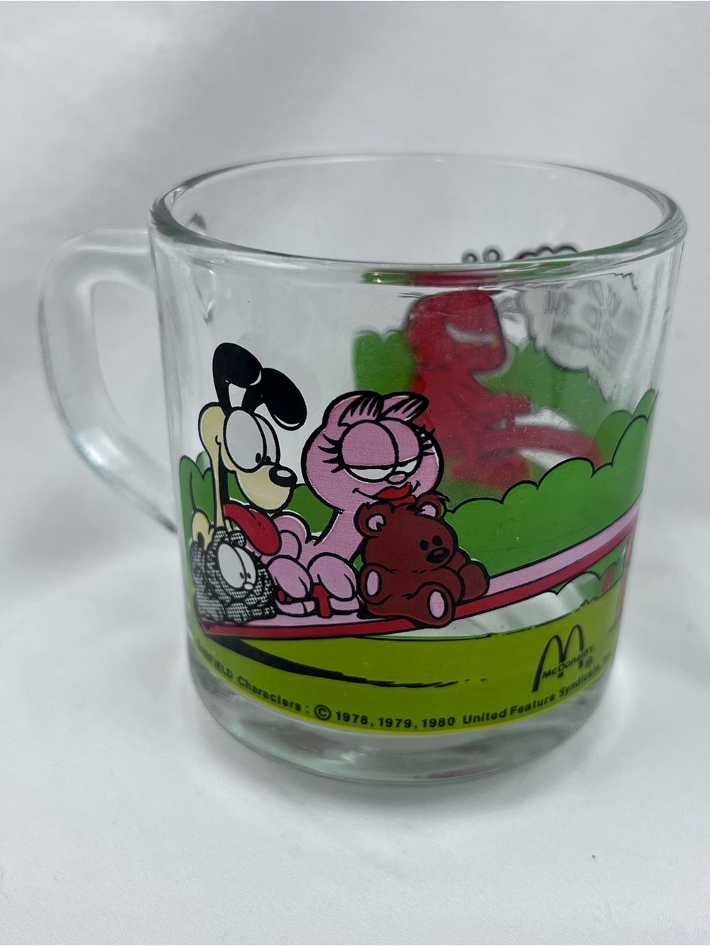 McDonald's Pink & Green Garfield Friends Glass Mug